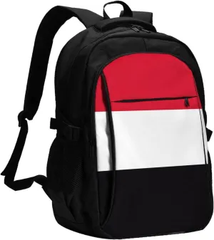 Yemen Yemeni Yemenian Flag Business Laptop Backpack Travel Backpacks Outdoor Rucksack Large Bag Daypack with USB Charging Port Multi-Pocket for Hiking Camping