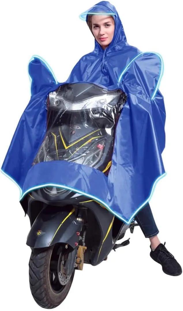 Yeory Motorbike Waterproof Rain Cape Coat Electric Mobility Scooter Motorcycle Raincoat Rain Poncho Rain Rainwear with Mirror Slots, Reflective Strip for Night Riding