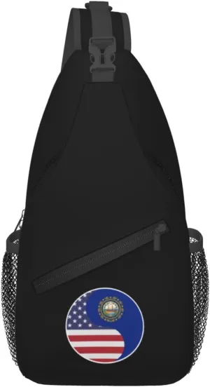 Yin Yang Flag Combination Of America And Hampshire Crossbody Bags For Women Men Chest Backpack Gym Shoulder Bag Travel Outdoor Sports Casual Crossbody Bags