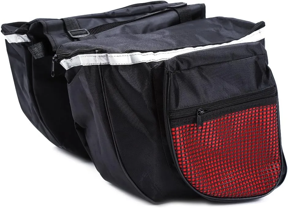 Yosoo Saddle Bags Rear, Rear Cargo Bags, Rack Bags, Rear Bags, 25l 600d Double Pannier Bag with Reflect Strips for All Rear Rack Sizes Carrying or Storage