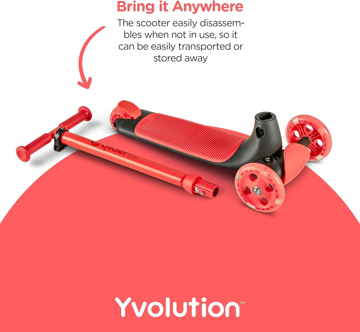 Yvolution Y Glider Kiwi Scooter for Kids Ages 3-8, 3 Wheel Scooter with LED Wheels