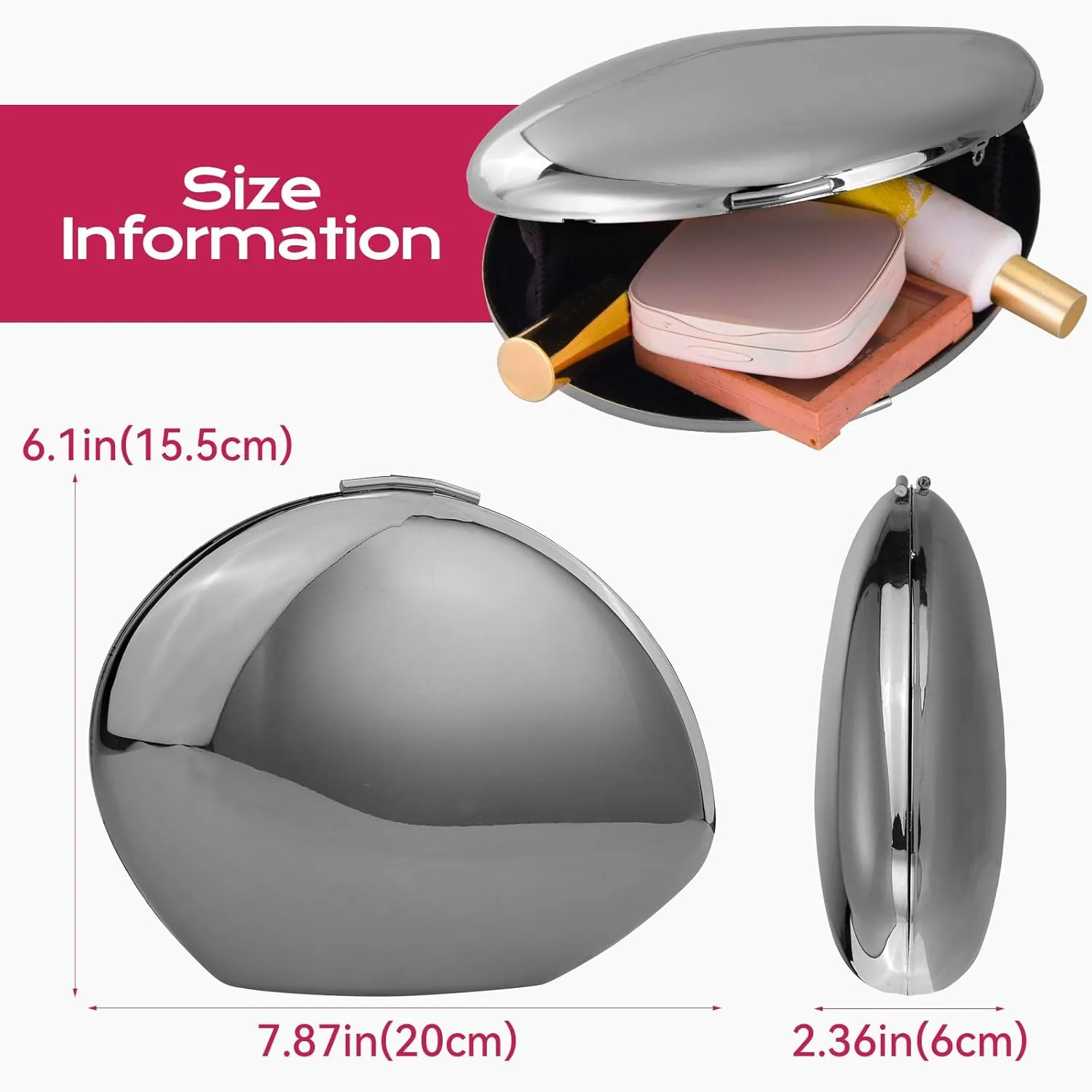YYW Evening Clutch Purse for Women Metal Reflective Shoulder Bag Unique Handbag for Wedding Party Prom