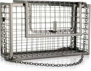 YYW Women Chain Crossbody Bags Iron Cage Metal Hollow Out Cage Evening Clutch