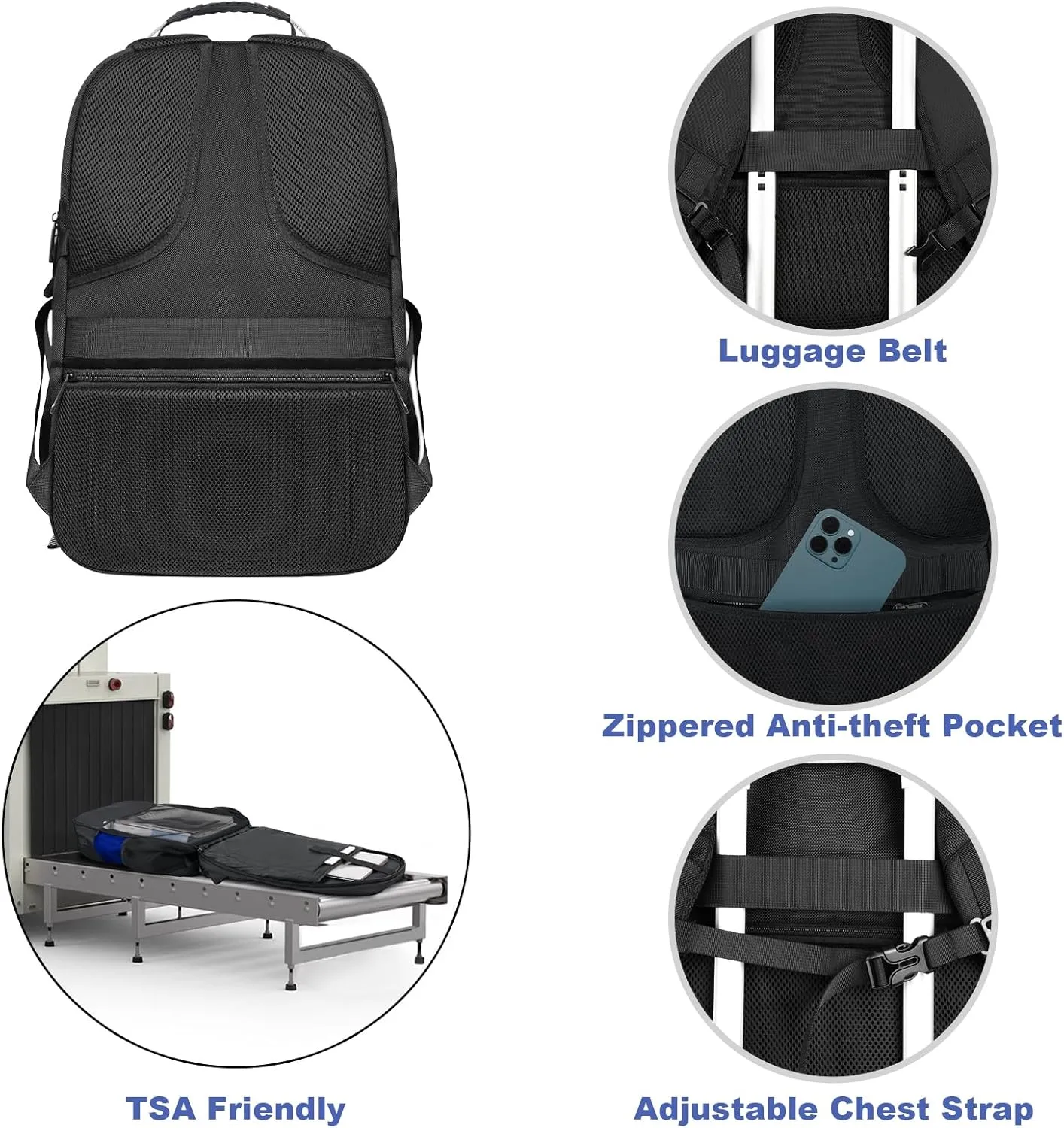 Z-MGKISS Gaming Laptop Travel Backpack Fits 18.4"-19" Laptops, Extra Large TSA Carry On Bag, College Business Work Mens Backpack, Blue