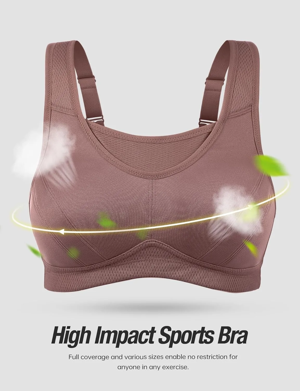 ZeroBound Women's Sports Bra High Impact Large Bust Full Coverage Workout Bras Adjustable Wirefree NO Padded Bra