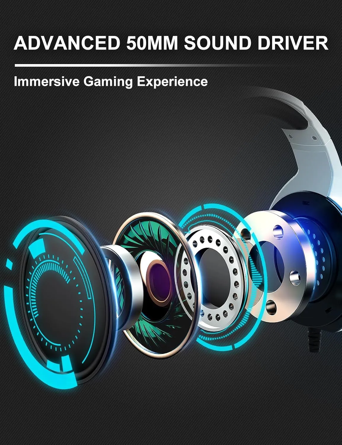 ZIUMIER Z20 White Gaming Headset for PC PS4 PS5 Xbox One Xbox Series S/X, Wired Over-Ear Headphone with Noise Canceling Microphone, RGB LED Light, Bass Surround Sound