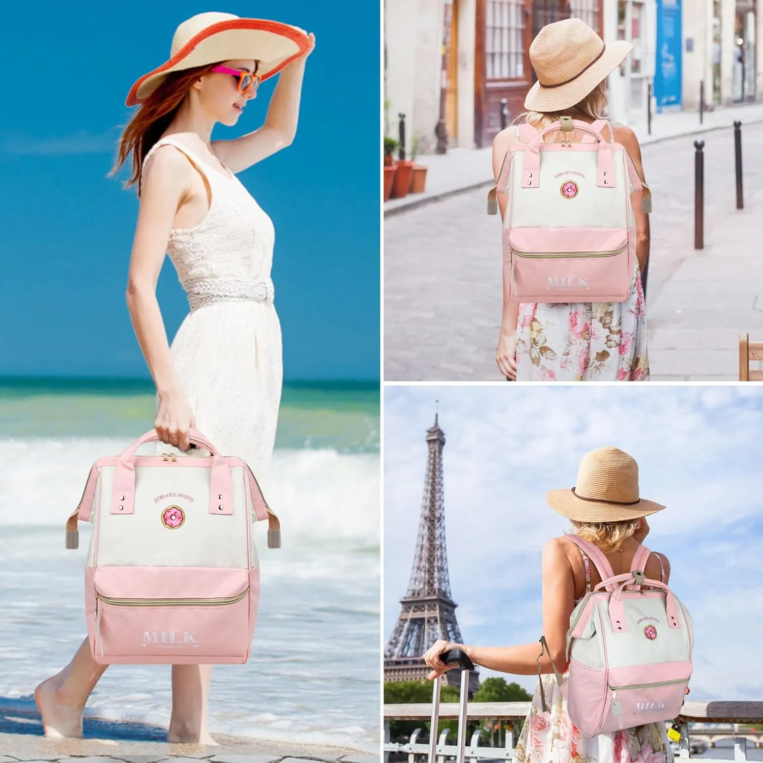 ZOMAKE 15.6 Inch Travel Laptop Backpack for Women Men, Anti Theft Water Resistant Bag Daypack Computer Bag Business Work Cute Backpacks(Donut)