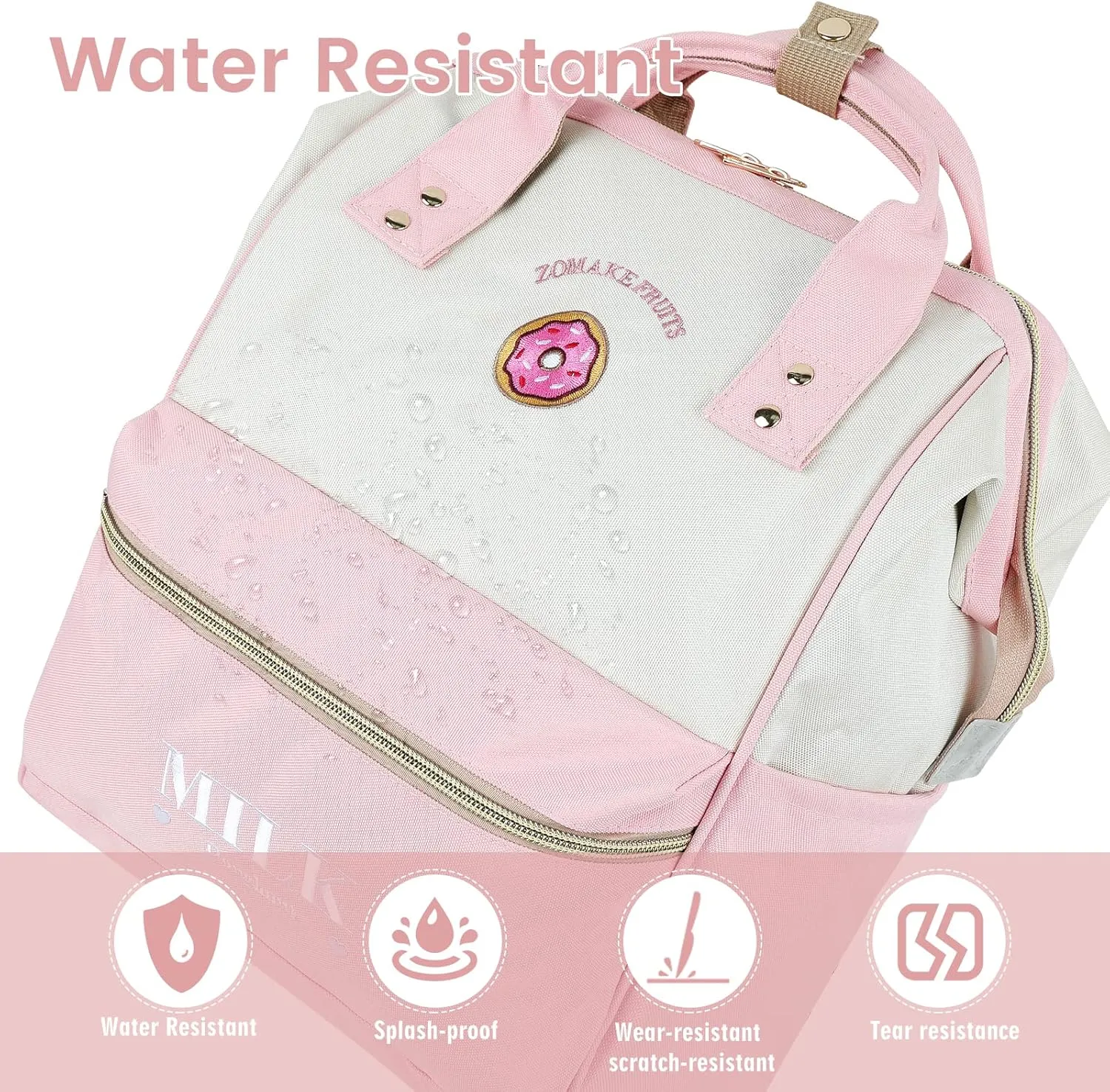 ZOMAKE 15.6 Inch Travel Laptop Backpack for Women Men, Anti Theft Water Resistant Bag Daypack Computer Bag Business Work Cute Backpacks(Donut)