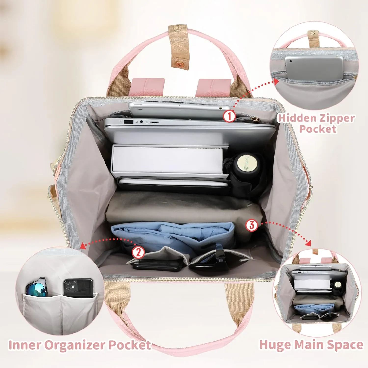ZOMAKE 15.6 Inch Travel Laptop Backpack for Women Men, Anti Theft Water Resistant Bag Daypack Computer Bag Business Work Cute Backpacks(Donut)