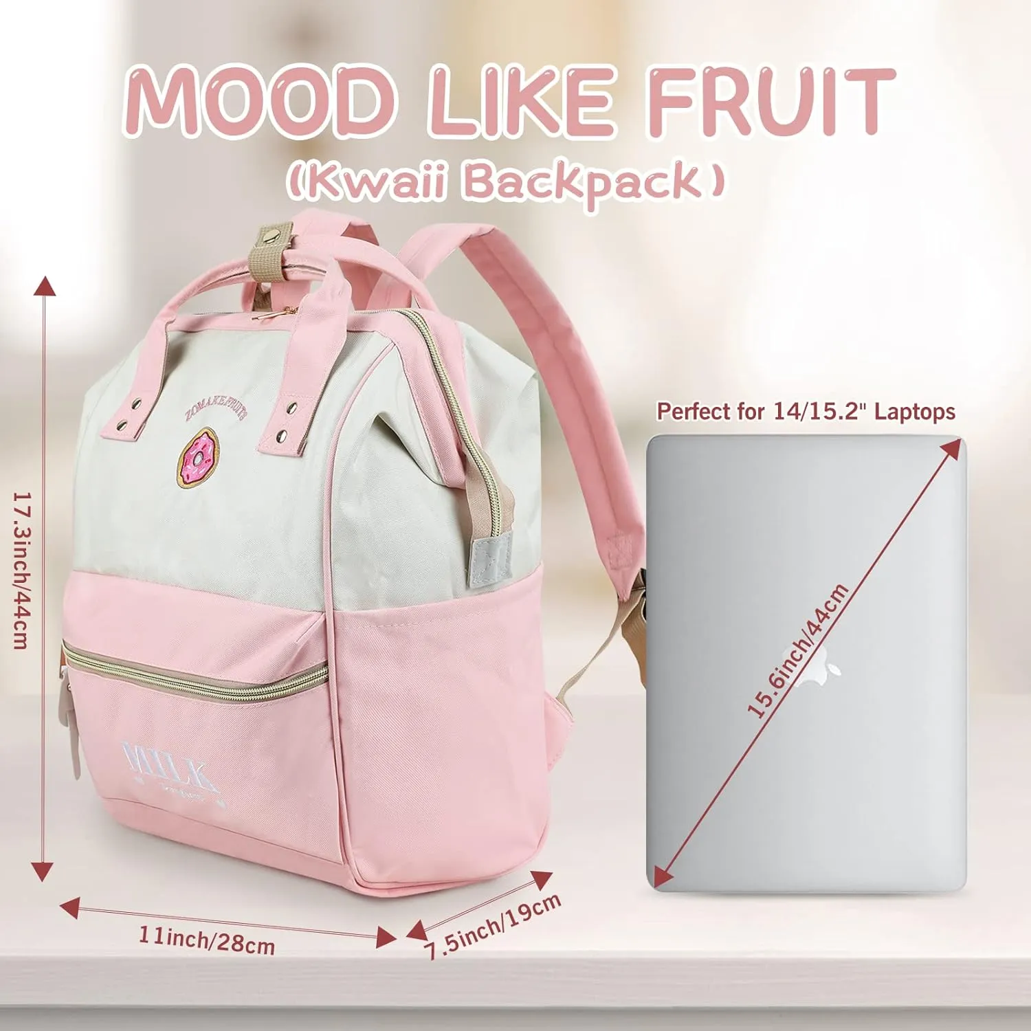 ZOMAKE 15.6 Inch Travel Laptop Backpack for Women Men, Anti Theft Water Resistant Bag Daypack Computer Bag Business Work Cute Backpacks(Donut)