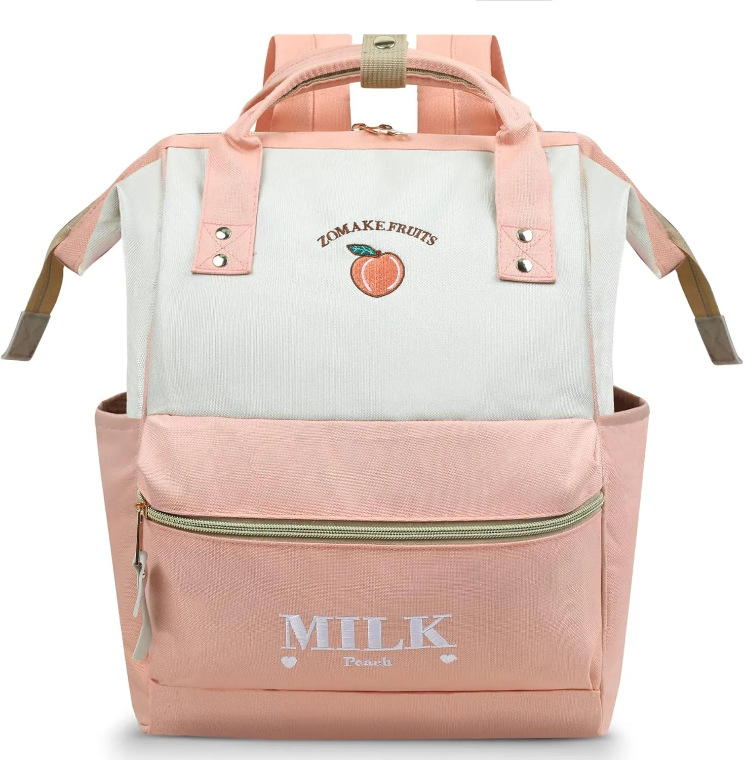 ZOMAKE 15.6 Inch Travel Laptop Backpack for Women Men - Anti Theft Water Resistant Bag Daypack - Computer Bag Business Work Cute Backpacks(Peach)
