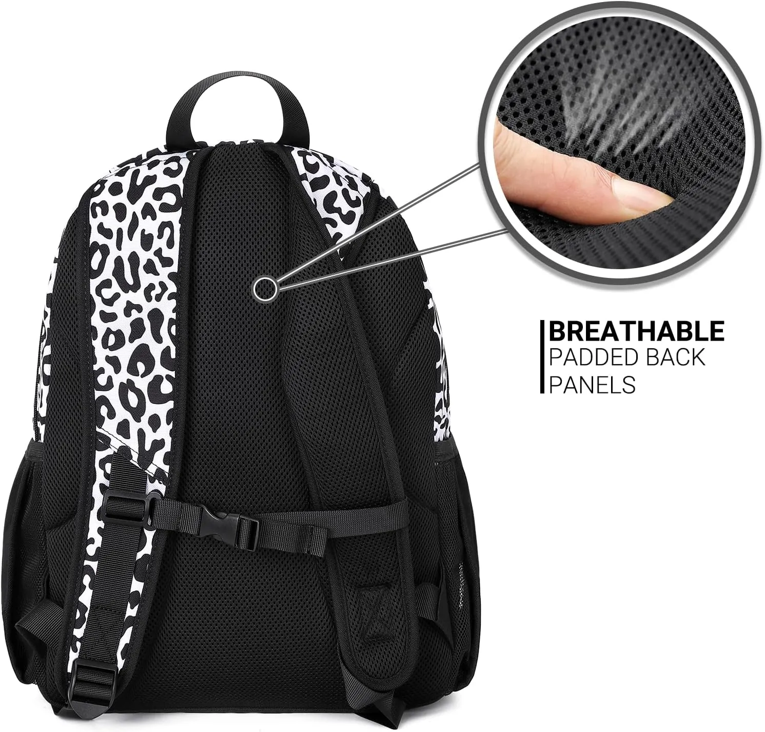 ZORFIN Backpack for School, Travel: Bookbag for Girls Boys - Kids Backpack with Multi Compartments - Snow Leopard