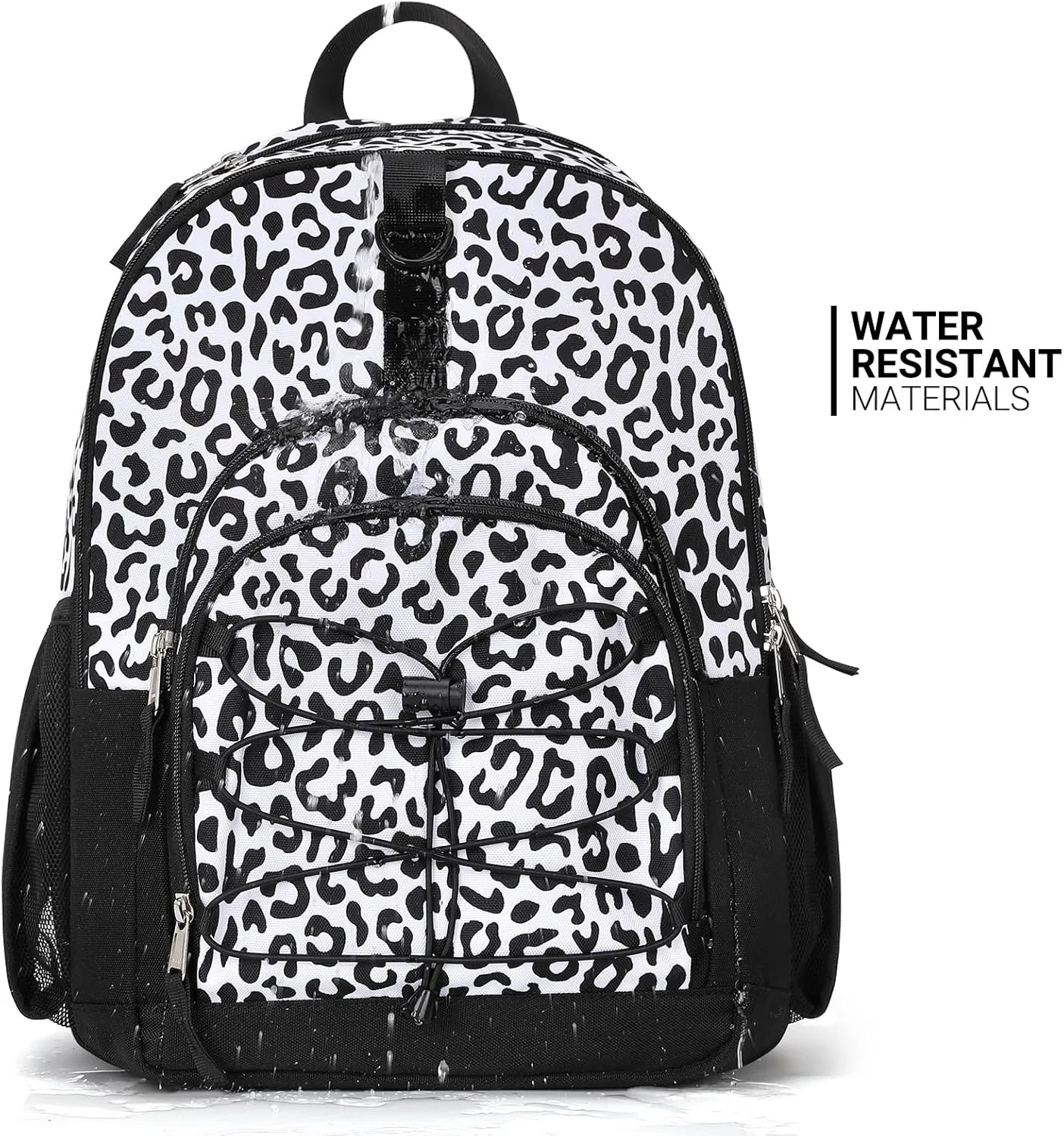 ZORFIN Backpack for School, Travel: Bookbag for Girls Boys - Kids Backpack with Multi Compartments - Snow Leopard