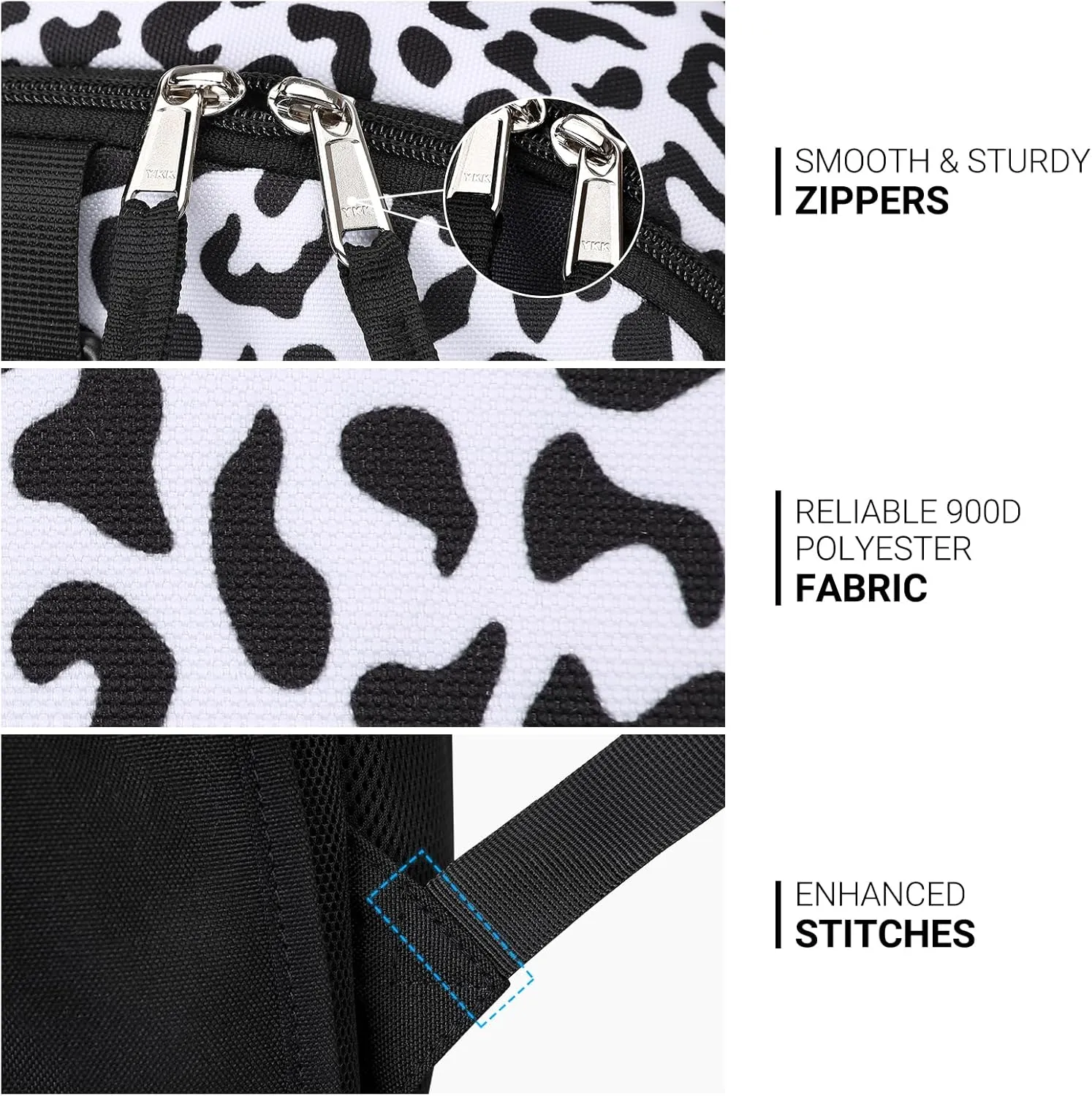 ZORFIN Backpack for School, Travel: Bookbag for Girls Boys - Kids Backpack with Multi Compartments - Snow Leopard