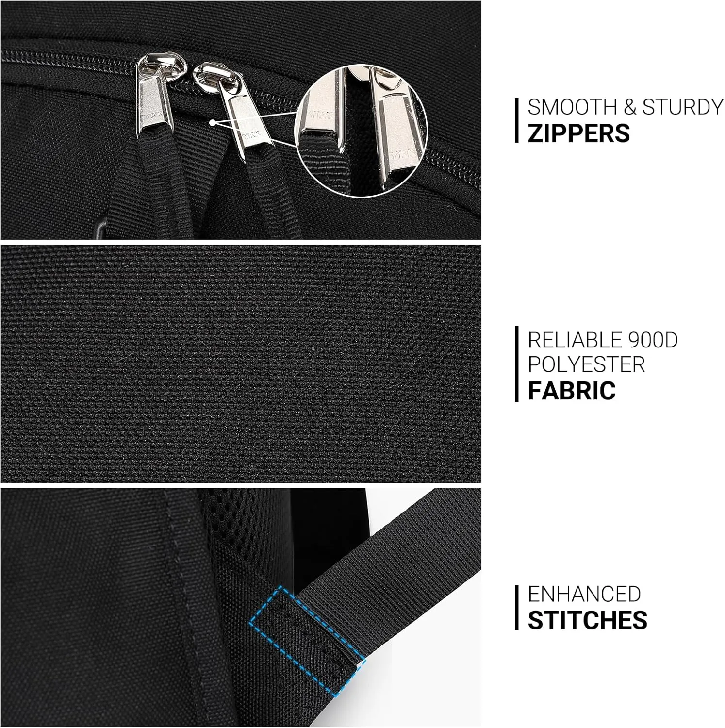 ZORFIN Black Backpack for School, Travel: Bookbag for Girls Boys - Kids Backpack with Multi Compartments