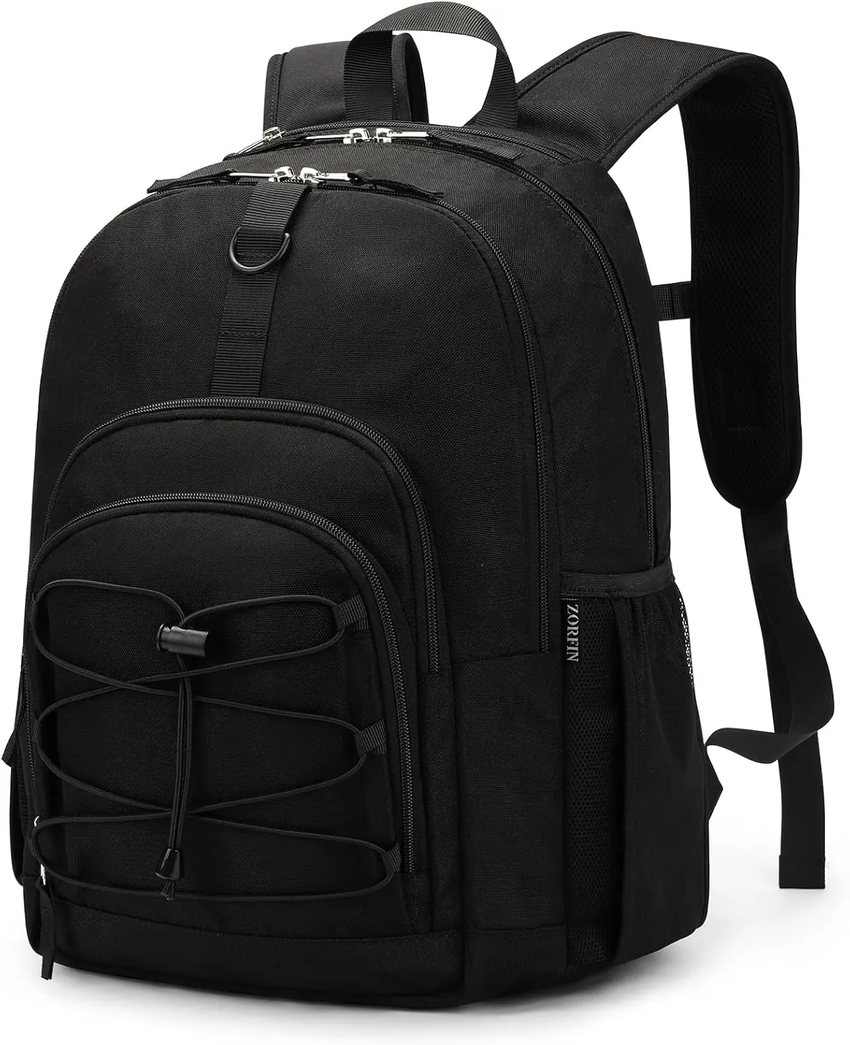 ZORFIN Black Backpack for School, Travel: Bookbag for Girls Boys - Kids Backpack with Multi Compartments