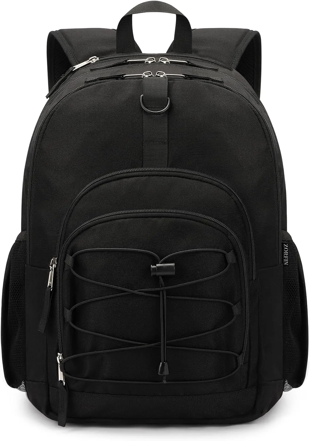 ZORFIN Black Backpack for School, Travel: Bookbag for Girls Boys - Kids Backpack with Multi Compartments
