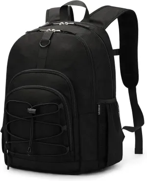 ZORFIN Black Backpack for School, Travel: Bookbag for Girls Boys - Kids Backpack with Multi Compartments