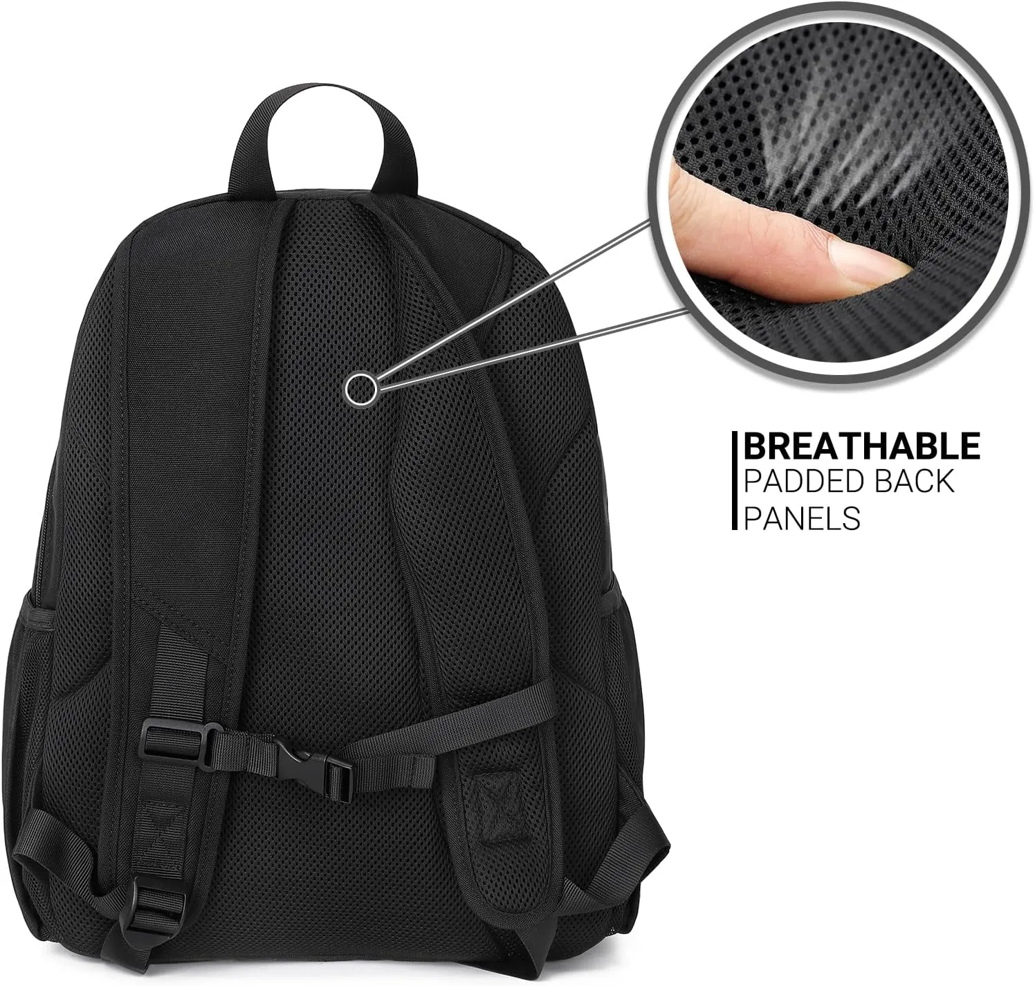 ZORFIN Black Backpack for School, Travel: Bookbag for Girls Boys - Kids Backpack with Multi Compartments