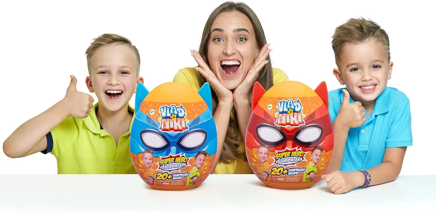 ZURU Vlad & Niki Superhero Surprise Egg Dino Attack with 20  Surprises , Red
